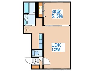 グランメ－ル西町北Ｂの物件間取画像